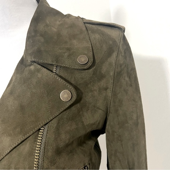 Massimo Dutti Women’s Size Small Olive 100% Sheep Leather Super Soft Suede EUC - Picture 2 of 16